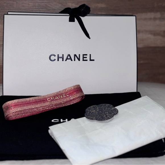 CHANEL Accessories - Chanel Bundle Gift Bag Holiday Ribbon Camila Flower and Tissue paper